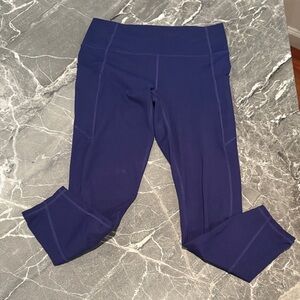 Fabletics High-Waisted PowerHold Leggings W/ Side Pockets | Navy | Size M